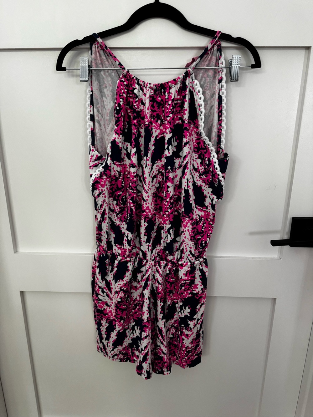 Lilly Pulitzer Pink and Black Floral Print Romper